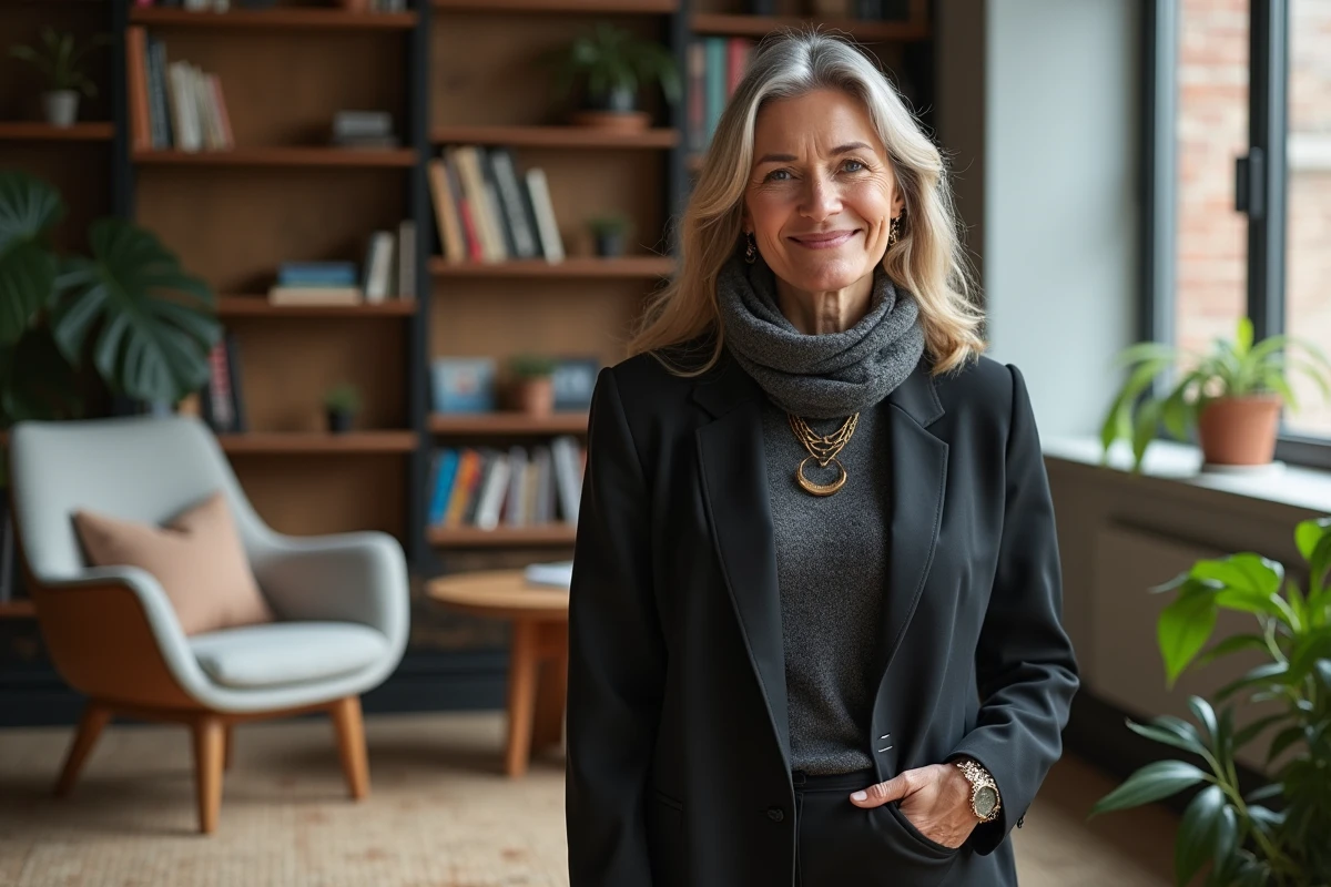 Femme confiante posant dans un loft moderne créatif