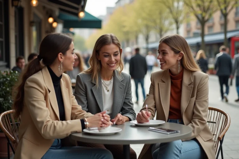 Groupe de jeunes adultes dans un café urbain tendance