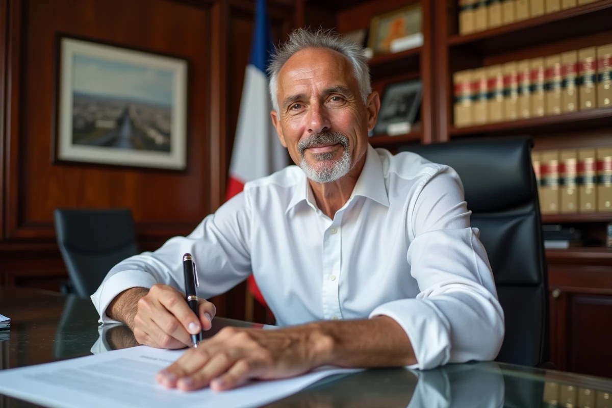 Homme signant un acte de vente immobilier chez un notaire à Paris, étapes clés pour réussir son investissement immobilier en France